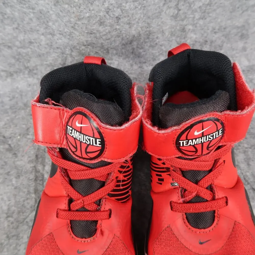 Nike Shoes Kids 13 Sneaker Team Hustle Mid Athletic Trainer Basketball Red Black - Picture 3 of 12